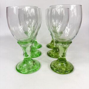Fire and Light Recycled Glass Wine Goblets set of 6 Olive and Celery